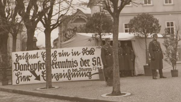 tolles altes Negativ - Zelt  mit großes Schild - Sturmabteilung - SA  Sturm 23/95